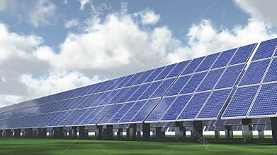4k Solar panels-green free energy,timelapse clouds flying.