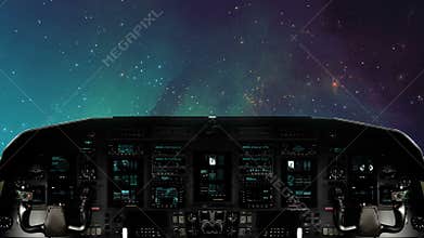 Futuristic Spaceship Traveling in Outer Space