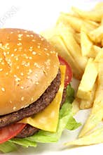 Double cheese burger with chips