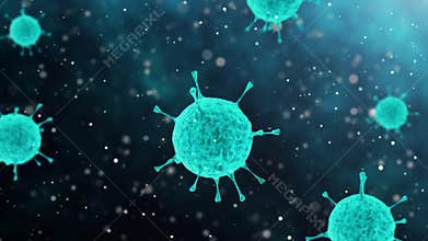 Bacteria virus or germs microorganism cells under microscope.
