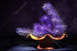 Violet flowers grunge composition