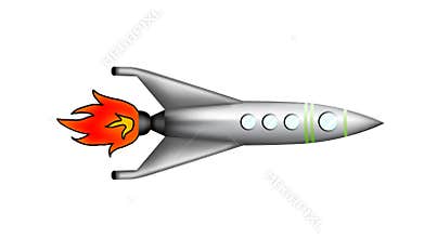 Flying Silver Rocket with Transparent Background