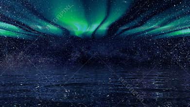 Background of a futuristic night sky vs borealis