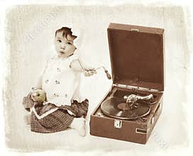 Child with gramophone