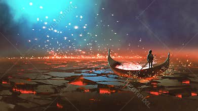 Boy`s journey to fantastic world