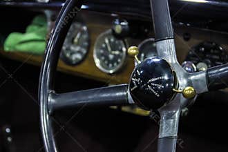 Vintage car. Bentley dashboard.