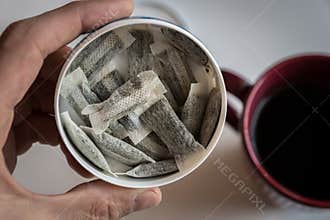Snus - a box of Snus, a moist powder tobacco product