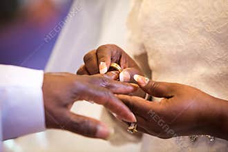 Rings exchange for black couple marriage