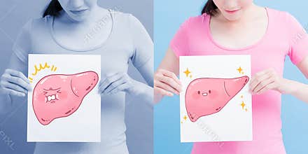Woman take health liver billboard