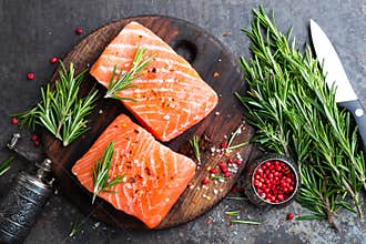 Salmon. Fresh salmon fish. Raw salmon fish fillet