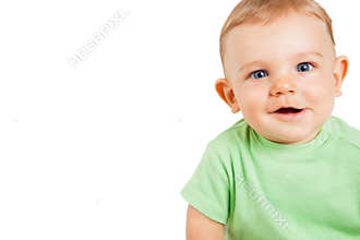 Boy child with funny cute expression isolated