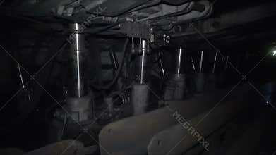 Miners work in the mine of a coal mine