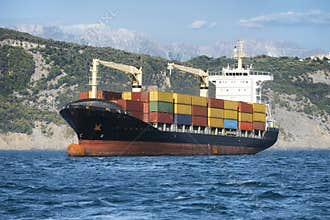 Logistics and freight transportation, cargo ship