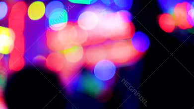 Amusement park at night city defocused bokeh lights