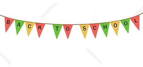 Individual cloth pennants or flags with Back to School