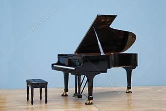 Grand piano in concert hall