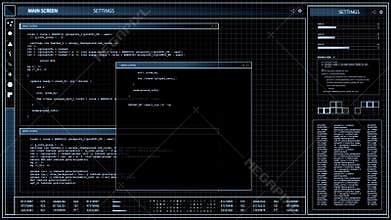 Virtual screen with computer coding over black