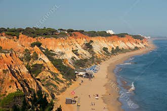 Beautiful beach and cliffs in Algarve, Portugal near Albufeira.