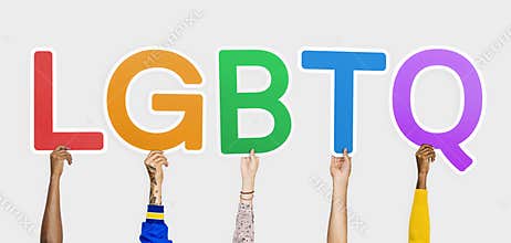 Hands holding the abbreviation LGBTQ