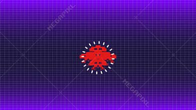 Seamless animation of cute 8 bit pixel space game or computer virus attacking your computer for anti virus or spyware background