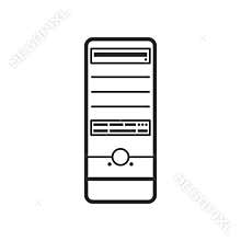PC Tower Case Desktop Outline Flat Icon