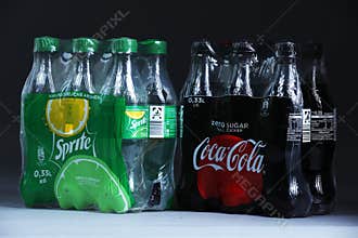 Coca-Cola and Sprite packs of drinks