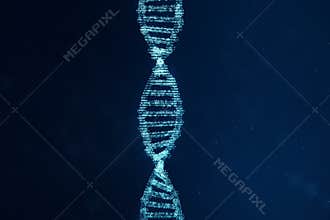 Artifical intelegence DNA molecule. Concept binary code genome. Abstract technology science, concept artifical Dna. 3D