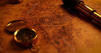 Navigation items on old world map