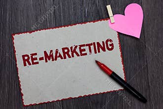 Text sign showing Re Marketing. Conceptual photo Strategy to reach potential customers in your website White page red borders mark