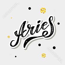 Aries lettering Calligraphy Brush Text horoscope Zodiac sign