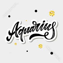 Aquarius lettering Calligraphy Brush Text horoscope Zodiac sign