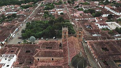 Drone aerial video of Barichara in Colombia
