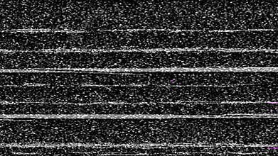 VHS TV Noise Footage, black and white, real analog vintage signal with bad interference, static noise background