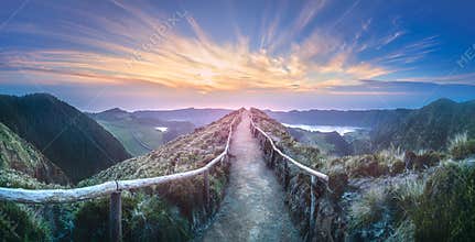 Mountain landscape Ponta Delgada island, Azores