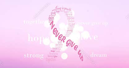 Pink breast cancer ribbon. Motivational video