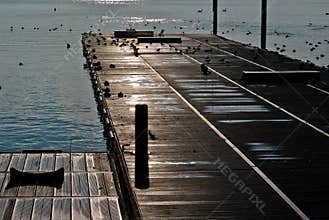 Empty marina pier at twilight