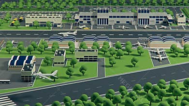 3d airport with planes animation