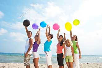 Happy people with balloons