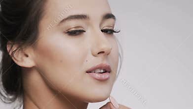 Close up portrait of make up model