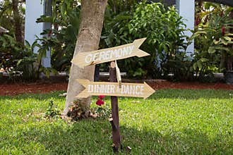 Signs for wedding ceremony and reception