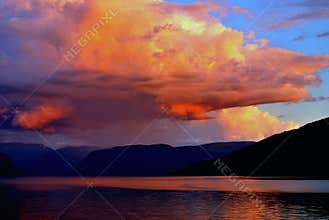 Sunset over Sognefjord