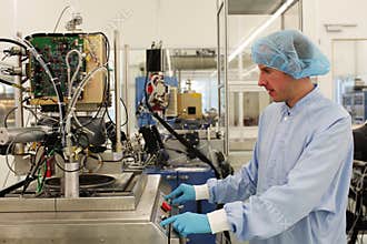 At work inside a high tech cleanroom
