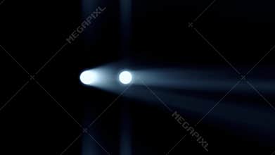 Silhouette of car with headlights on black background. Car headlights ray beam isolated. Light car