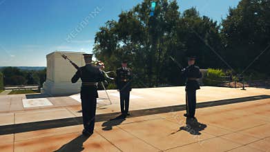 Changing of guards ceremony at Arlington cemetery
