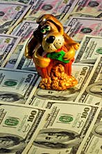 Money dogging faithful alert dog, oldest pet. The dog represents such good qualities as loyalty, alertness, affection, sincerity