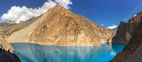 Panoramic view of Attabad Lake. Gilgit Baltistan, Pakistan.