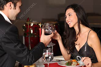 Romantic couple having dinner