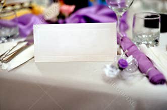 Wedding table with wedding invitation