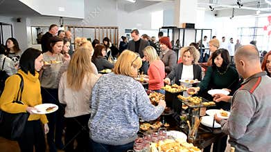 Buffet with food and drinks