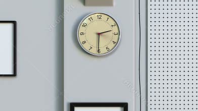 Office clock measuring off one hour